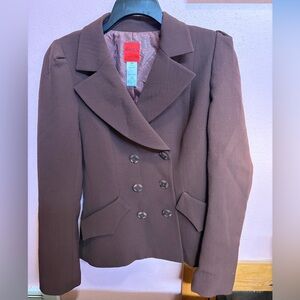 Bazar by Christian Lacroix Vintage Brown Blazer Wool Size 42 Made in France